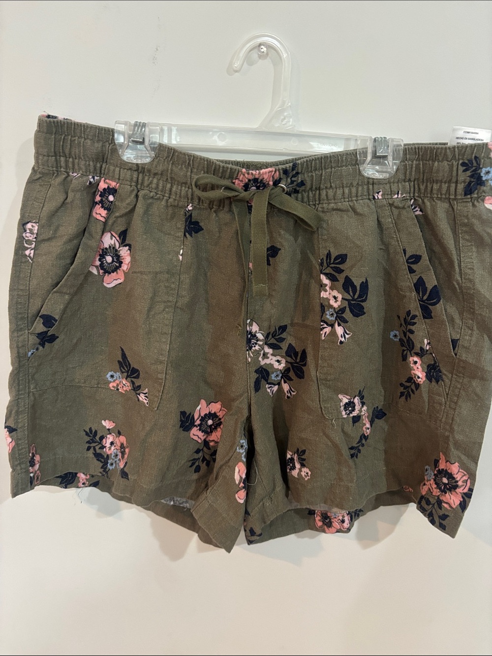 Nautica Olive Green Floral Drawstring Athletic Shorts